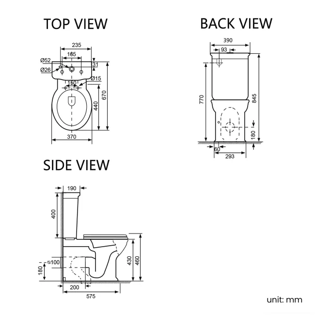 Alma Traditional Rimless Close Coupled Toilet With Oak Effect Wooden Soft Close Seat - Brushed Brass Hinges