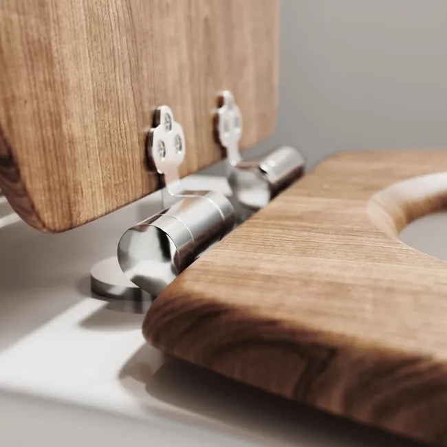 Alma Traditional Rimless Back To Wall Toilet With Oak Effect Wooden Soft Close Seat