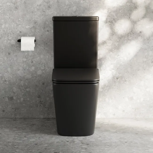 Kent Matt Black Rimless Close Coupled Toilet With Premium Soft Close Slim Seat