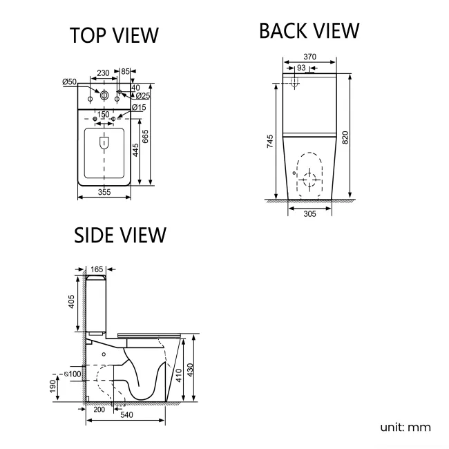 Kent Matt Black Rimless Close Coupled Toilet With Premium Soft Close Slim Seat