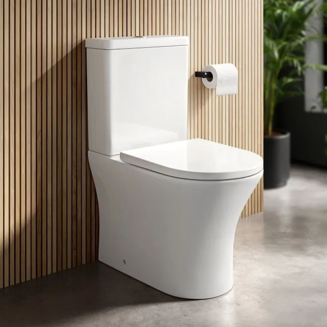 Brooklyn Rimless Fully Back To Wall Close Coupled Toilet With Soft Close Seat