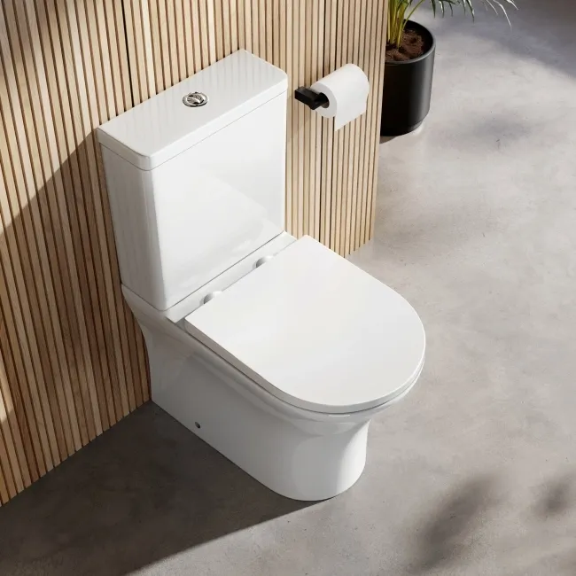 Brooklyn Rimless Fully Back To Wall Close Coupled Toilet With Soft Close Seat