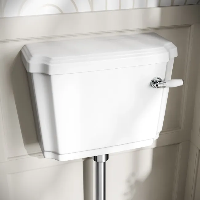 Hudson Traditional Low-Level Toilet With Inky Blue Seat & Pedestal Basin - Single Tap Hole