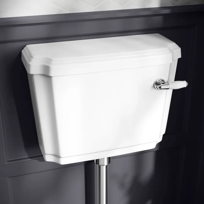 Hudson Traditional Low-Level Toilet With Cotton White Seat & Pedestal Basin - Single Tap Hole
