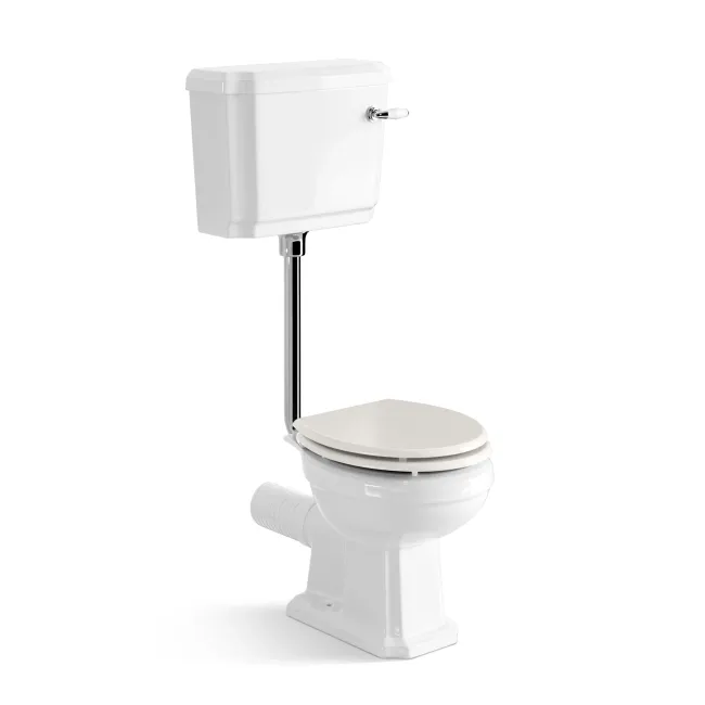 Hudson Traditional Low-Level Toilet With Cotton White Seat & Pedestal Basin - Single Tap Hole