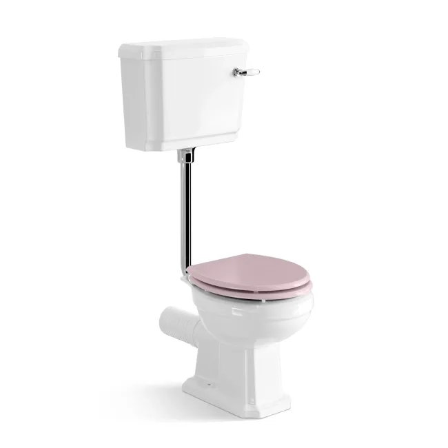 Hudson Traditional Low-Level Toilet With Cashmere Pink Seat & Pedestal Basin - Single Tap Hole