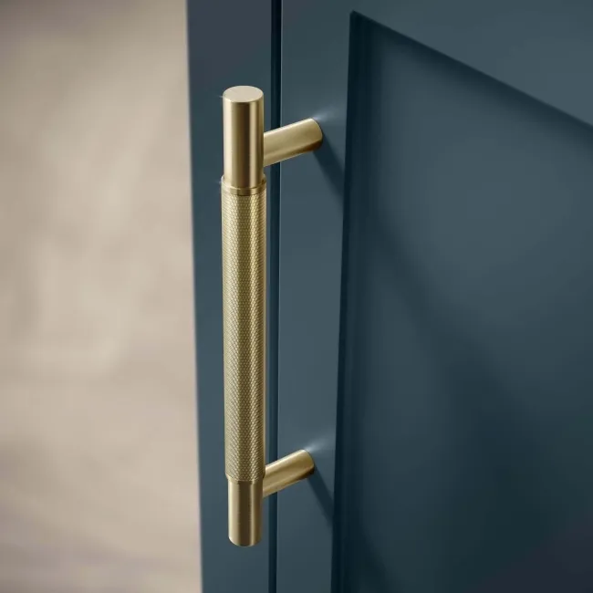 Bermuda Inky Blue Floor Standing Tall Cabinet 1500x350mm - Brass Knurled Handles