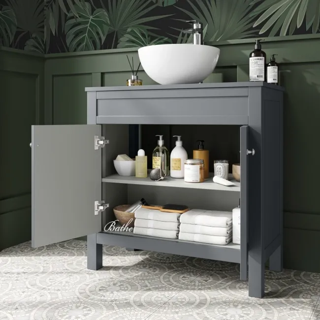 Bermuda Dove Grey Vanity With Round Counter Top Basin 800mm