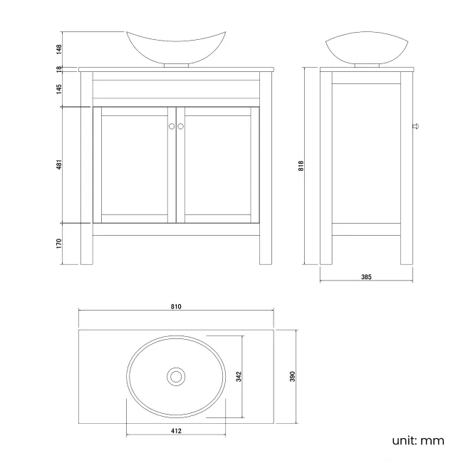 Bermuda Dove Grey Vanity With Oval Counter Top Basin 800mm