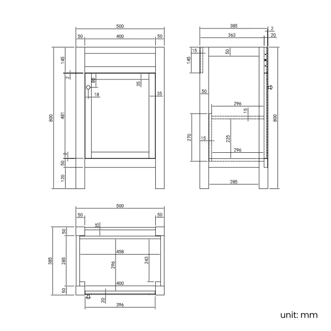 Bermuda Chalk White Basin Vanity 500mm
