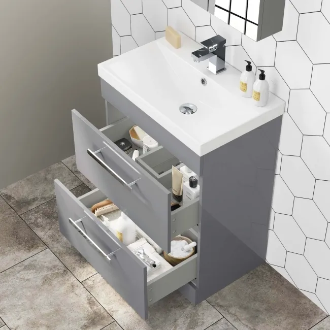 Avon Stone Grey Basin Drawer Vanity 600mm