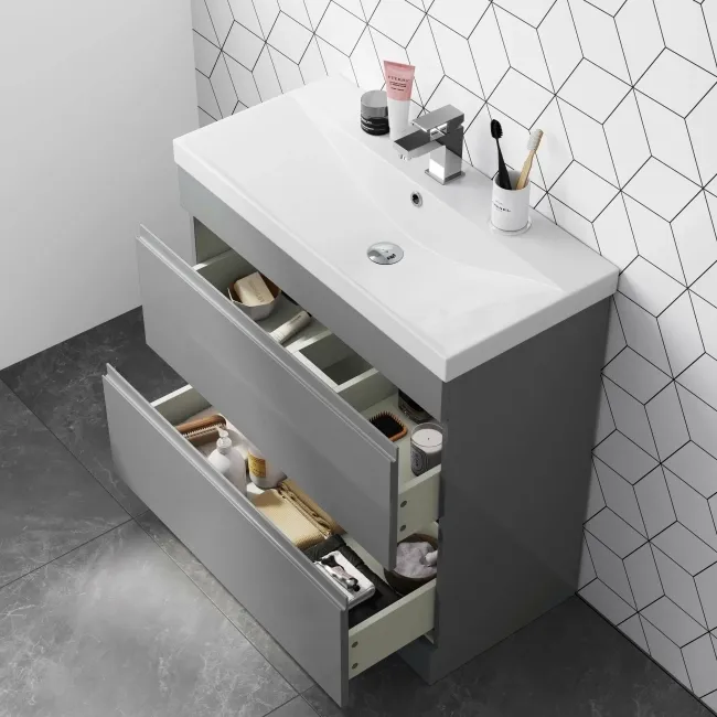 Trent Stone Grey Basin Drawer Vanity 800mm