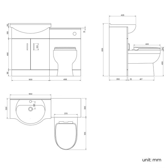 Quartz Stone Grey Combination Vanity Basin and Seattle Toilet 1150mm