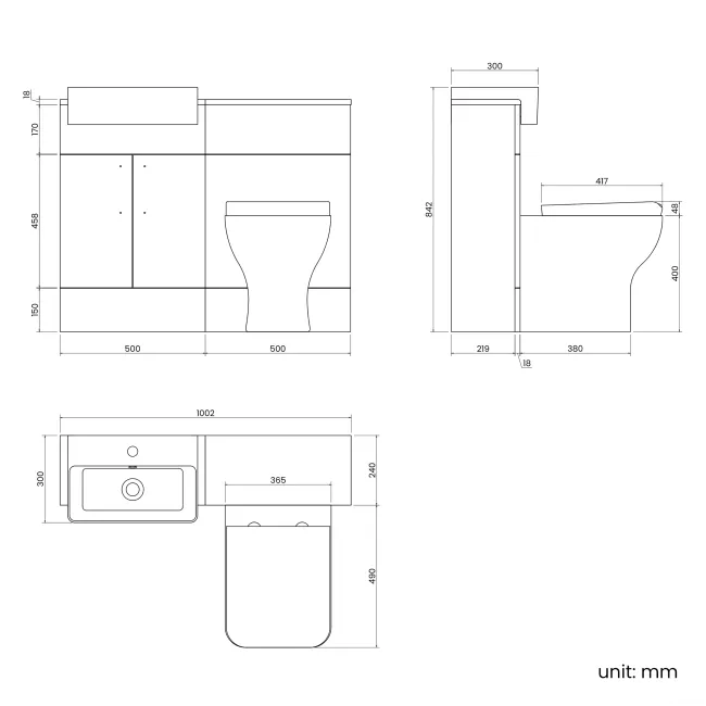 Harper Gloss White Combination Vanity Basin & Atlanta Toilet 1000mm