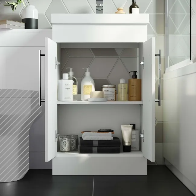 Avon Gloss White Basin Vanity and Back To Wall Unit 1000mm