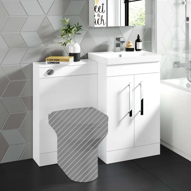 Avon Gloss White Basin Vanity and Back To Wall Unit 1000mm