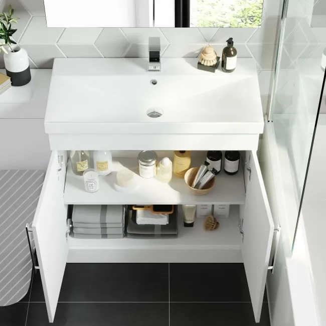 Avon Gloss White Basin Vanity and Back To Wall Unit 1300mm