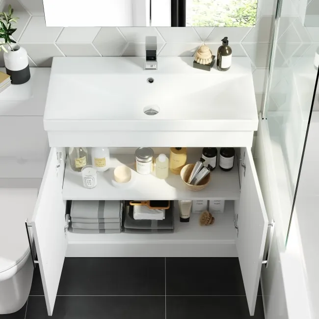 Avon Gloss White Combination Vanity Basin and Aruba Toilet 1300mm