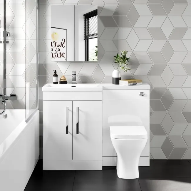 Avon Gloss White Combination Vanity Basin and Atlanta Toilet 1100mm - Left Handed