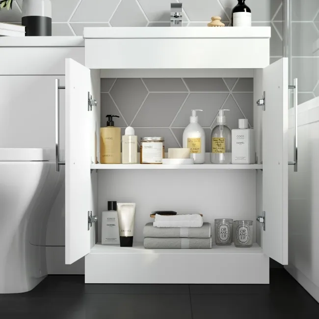 Avon Gloss White Combination Vanity Basin and Atlanta Toilet 1100mm - Right Handed