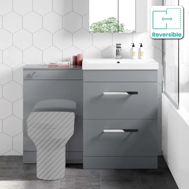 Avon Stone Grey Basin Drawer Vanity and Back To Wall Toilet Unit 1100mm - Excludes Toilet