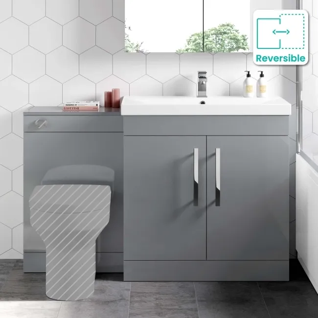 Avon Stone Grey Basin Vanity and Back To Wall Unit 1300mm