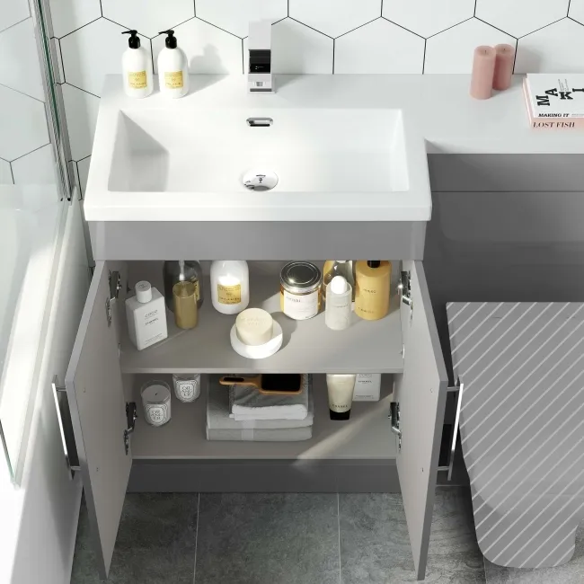 Avon Stone Grey Basin Vanity and Back To Wall Unit 1100mm - Left Handed