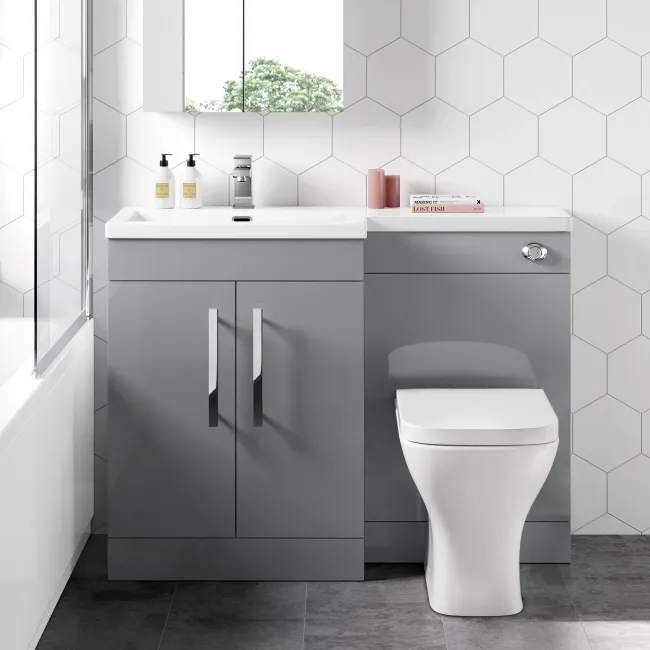 Avon Stone Grey Combination Vanity Basin and Atlanta Toilet 1100mm - Left Handed