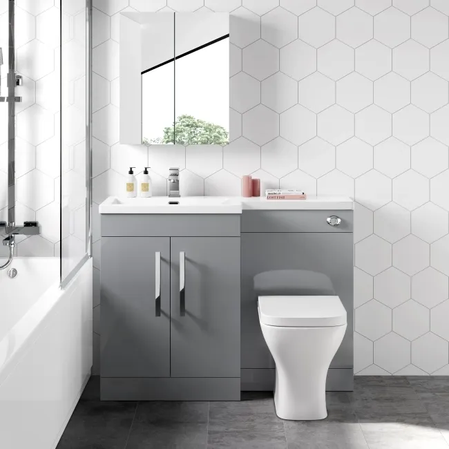 Avon Stone Grey Combination Vanity Basin and Atlanta Toilet 1100mm - Left Handed