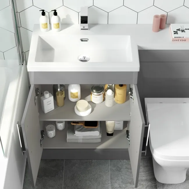 Avon Stone Grey Combination Vanity Basin and Atlanta Toilet 1100mm - Left Handed