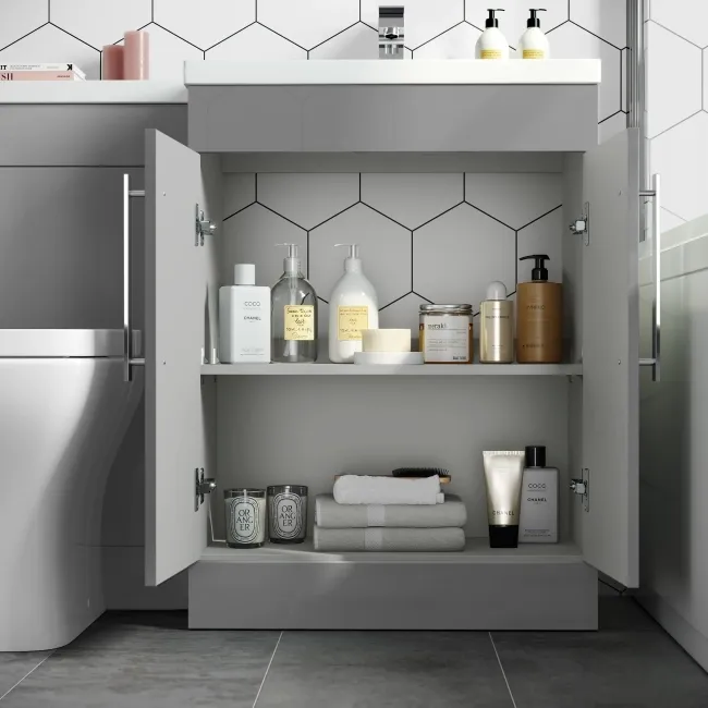 Avon Stone Grey Combination Vanity Basin and Atlanta Toilet 1100mm - Right Handed