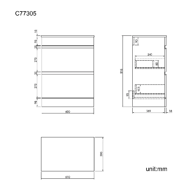 Trent Gloss White Drawer 600mm - Excludes Counter Top Basin