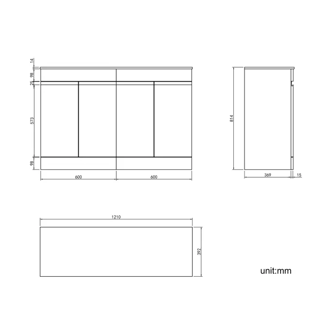 Trent Gloss White Cabinet with Marble Top 1200mm - Excludes Counter Top Basins