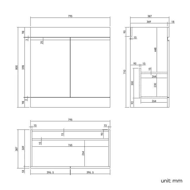 Trent Gloss White Combination Vanity Basin and Miami Toilet 1300mm