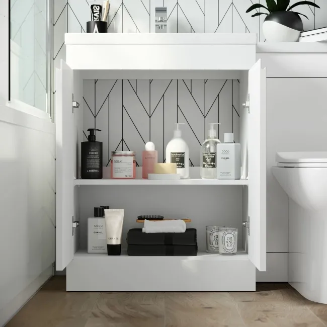 Trent Gloss White Combination Vanity Basin and Aruba Toilet 1100mm - Left Handed