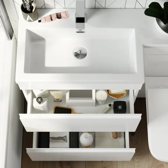 Trent Gloss White Combination Basin Drawer and Atlanta Toilet 1100mm - Left Handed
