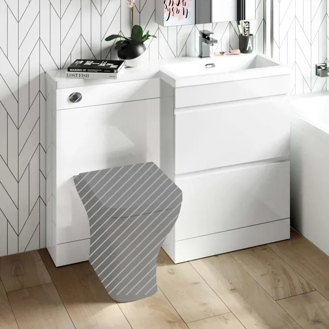 Trent Gloss White Basin Vanity Drawer and Back To Wall Unit 1100mm - Right Handed