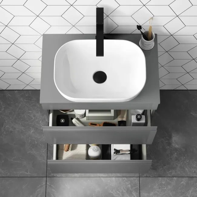 Trent Stone Grey Drawer 600mm - Excludes Counter Top Basin