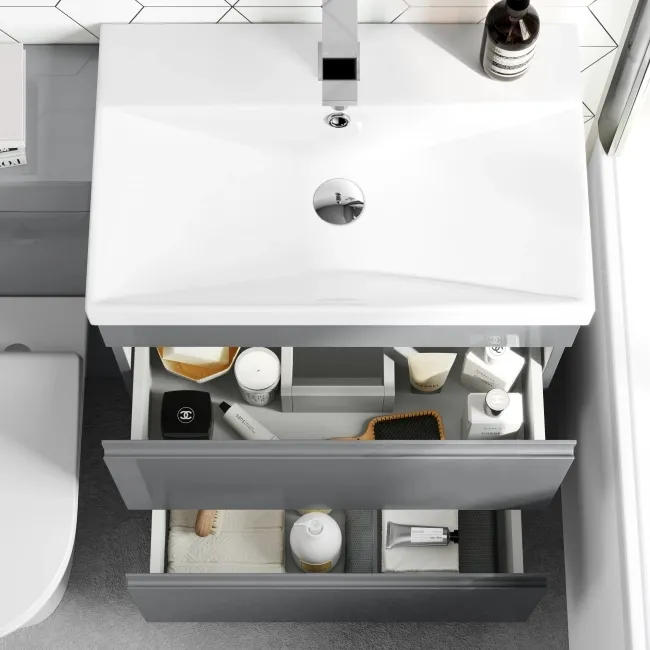 Trent Stone Grey Combination Basin Drawer and Aruba Toilet 1100mm