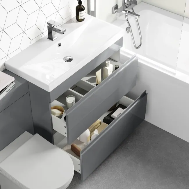 Trent Stone Grey Combination Basin Drawer and Aruba Toilet 1300mm