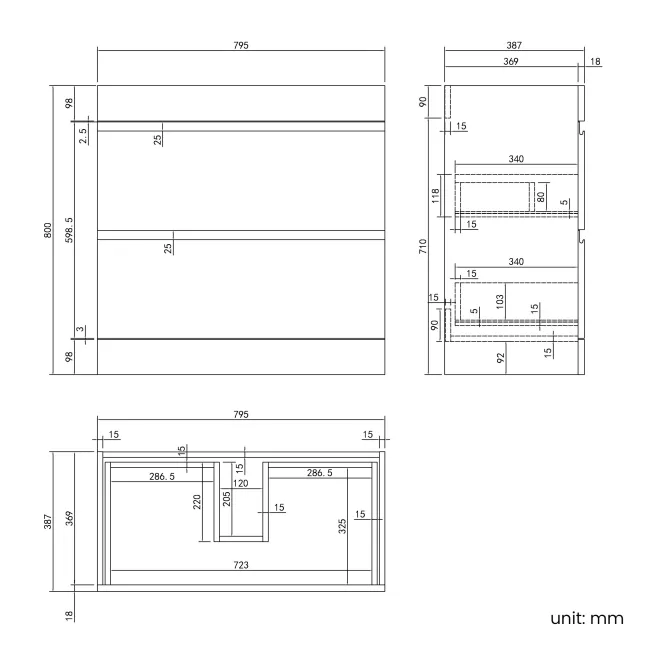 Trent Stone Grey Combination Basin Drawer and Aruba Toilet 1300mm