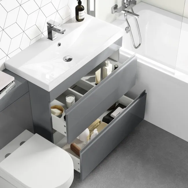 Trent Stone Grey Combination Basin Drawer and Miami Toilet 1300mm