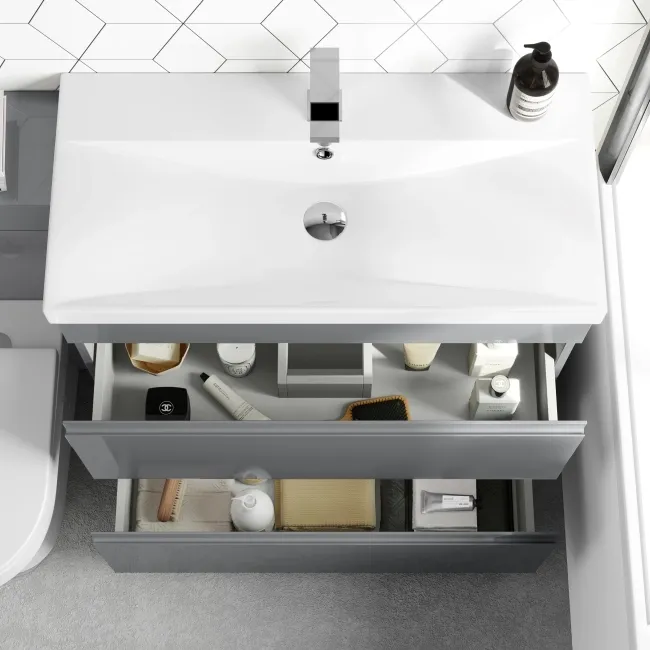 Trent Stone Grey Combination Basin Drawer and Miami Toilet 1300mm