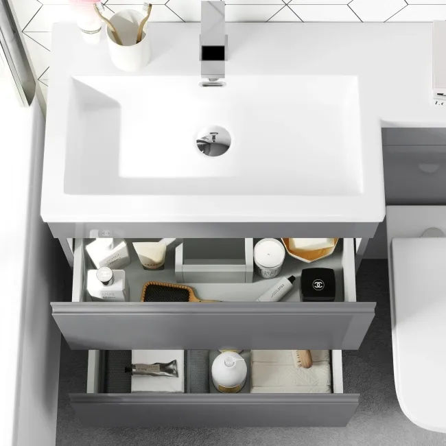 Trent Stone Grey Combination Basin Drawer and Atlanta Toilet 1100mm - Left Handed
