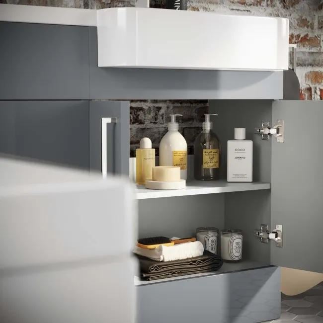 Harper Stone Grey Basin Vanity and Back To Wall Toilet Unit 1200mm - Right Handed