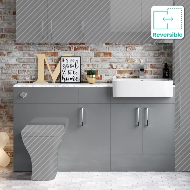 Harper Stone Grey Combination Vanity Basin with Marble Top 1500mm