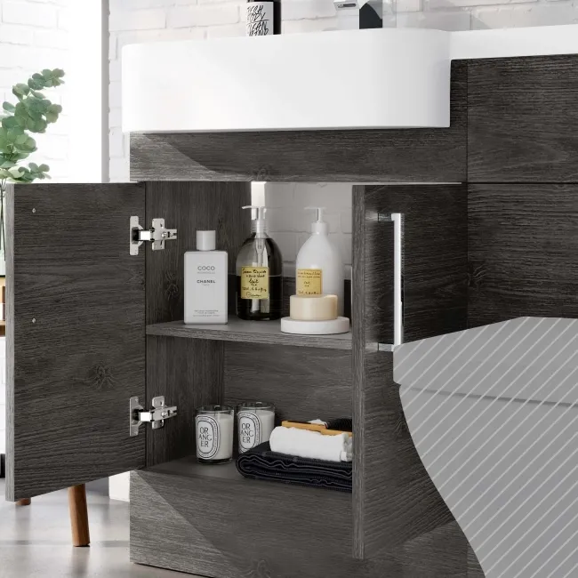 Harper Charcoal Elm Basin Vanity and Back To Wall Toilet Unit 1200mm - Left Handed