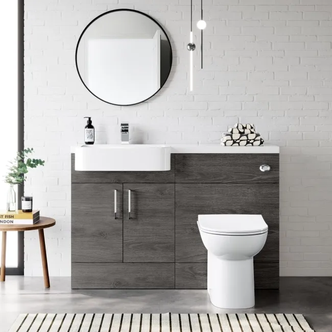 Harper Charcoal Elm Combination Vanity Basin and Aruba Toilet 1200mm - Left Handed