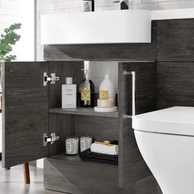 Harper Charcoal Elm Combination Vanity Basin and Atlanta Toilet 1200mm - Left Handed