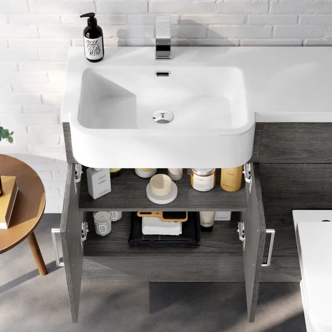 Harper Charcoal Elm Combination Vanity Basin and Atlanta Toilet 1200mm - Left Handed